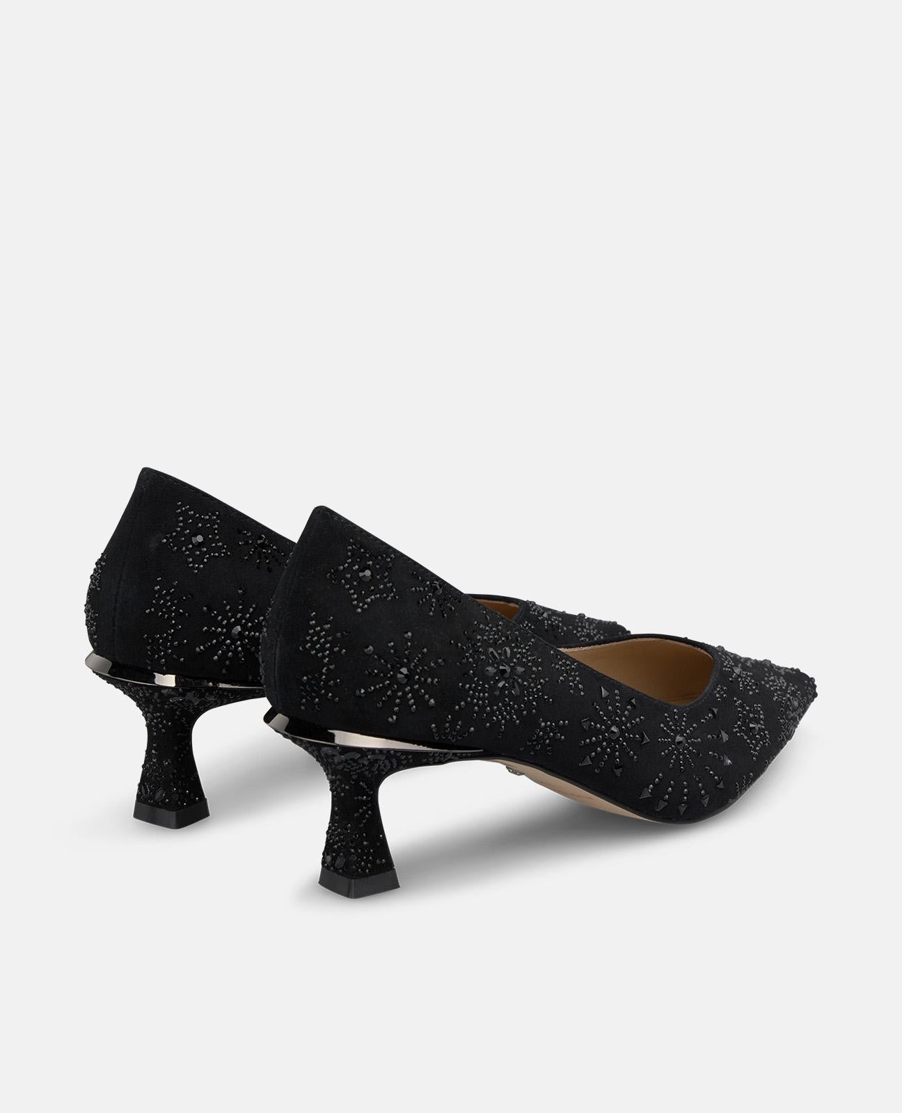 ZAPATO DE SALÓN EN ANTE CON PEDRERÍA