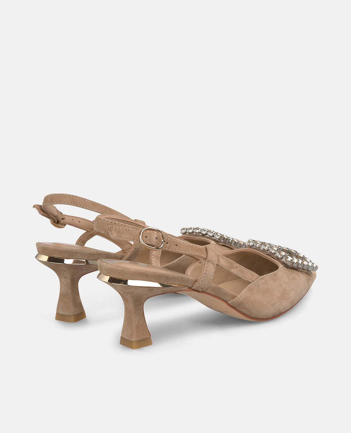 SAPATO DE SALTO BAIXO COM ORNAMENTO