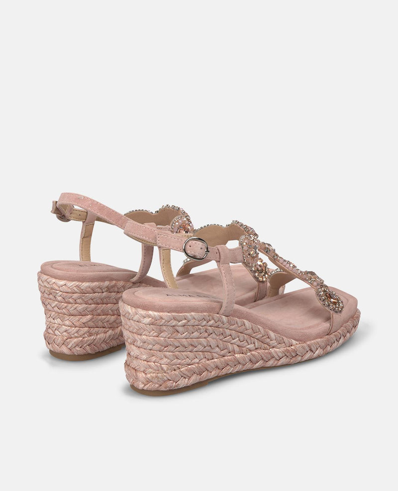 SANDALIA CUÑA PEDRERIA CIRCULAR EN T