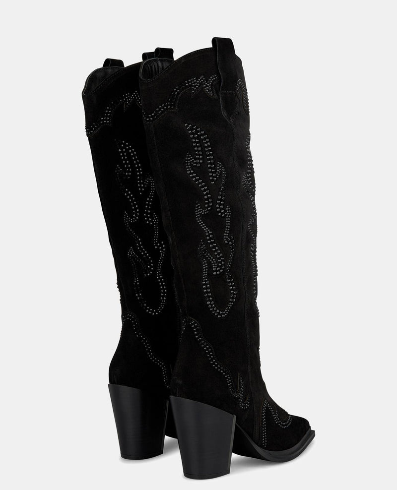 STIEFELETTE MIT SPITZER ZEHE UND GLITZERABSATZ