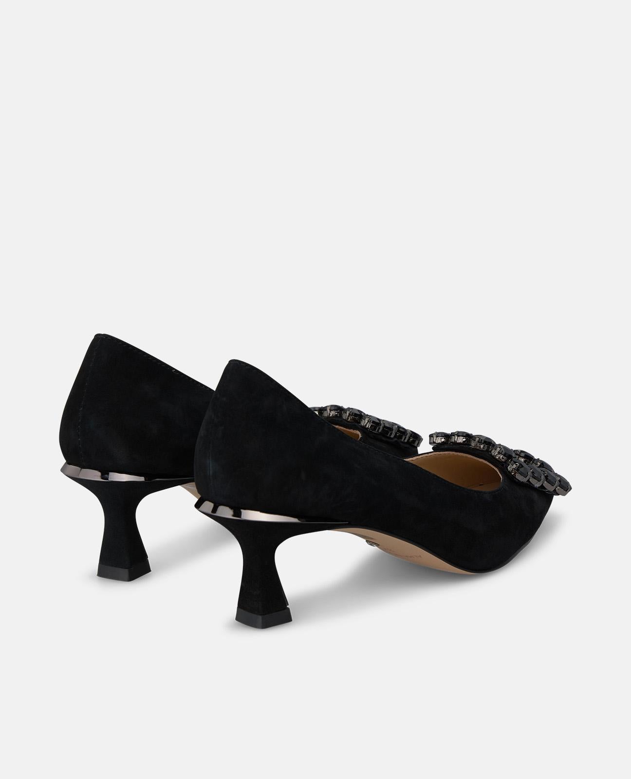 ZAPATO TACÓN ANTE CON ADORNO