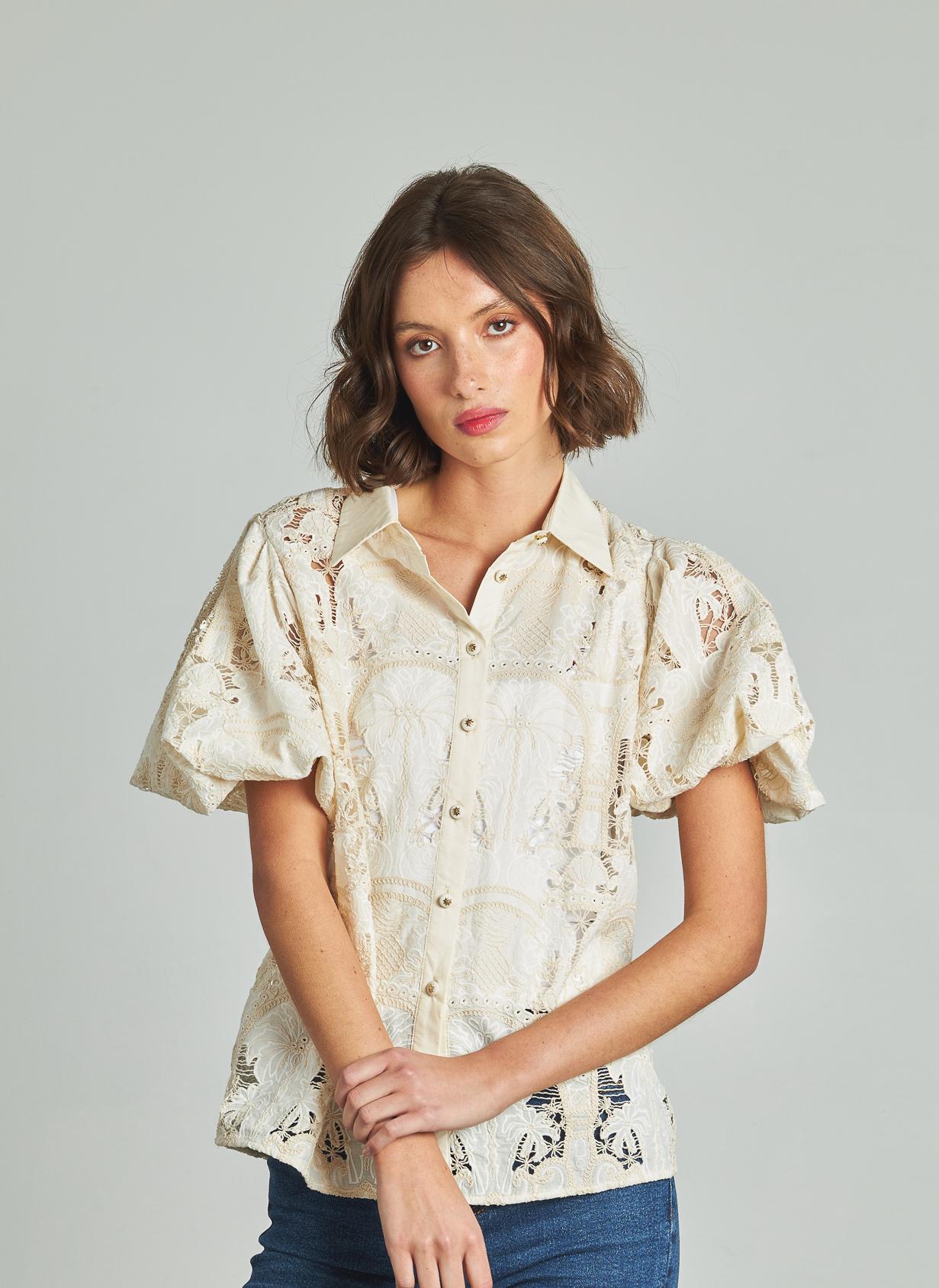 CAMISA MANGA ABULLONADA