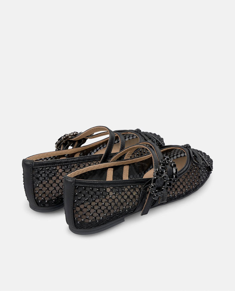 BALLERINE ROUGE BOUCLES STRASS