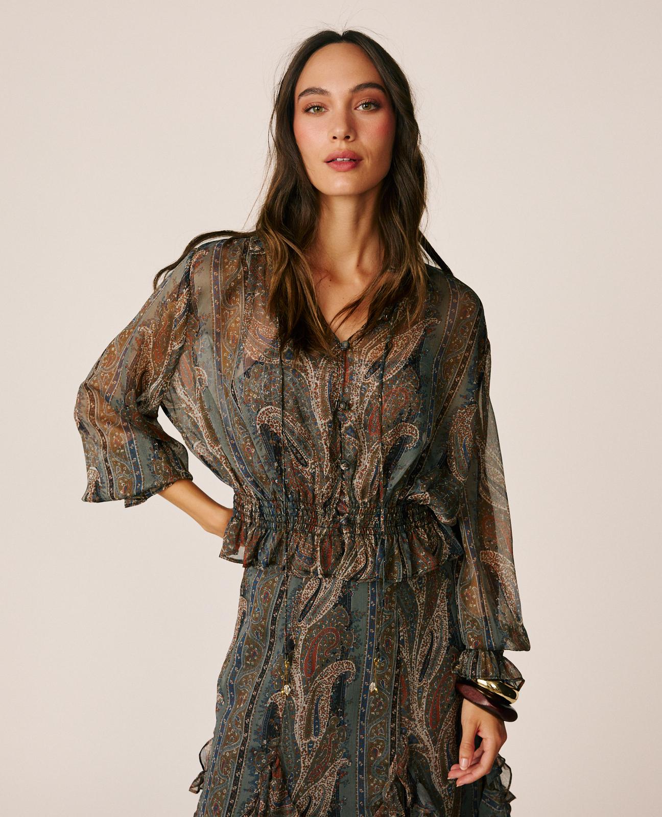 BLUSA GASA CON VOLANTES