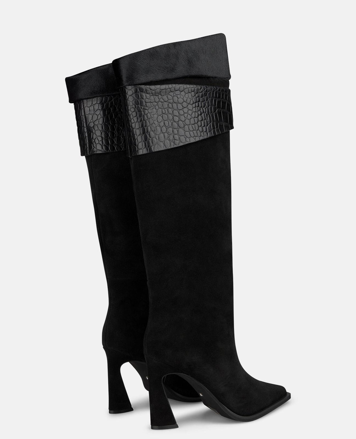 STIVALE IN PELLE CON DETTAGLI ANIMAL PRINT