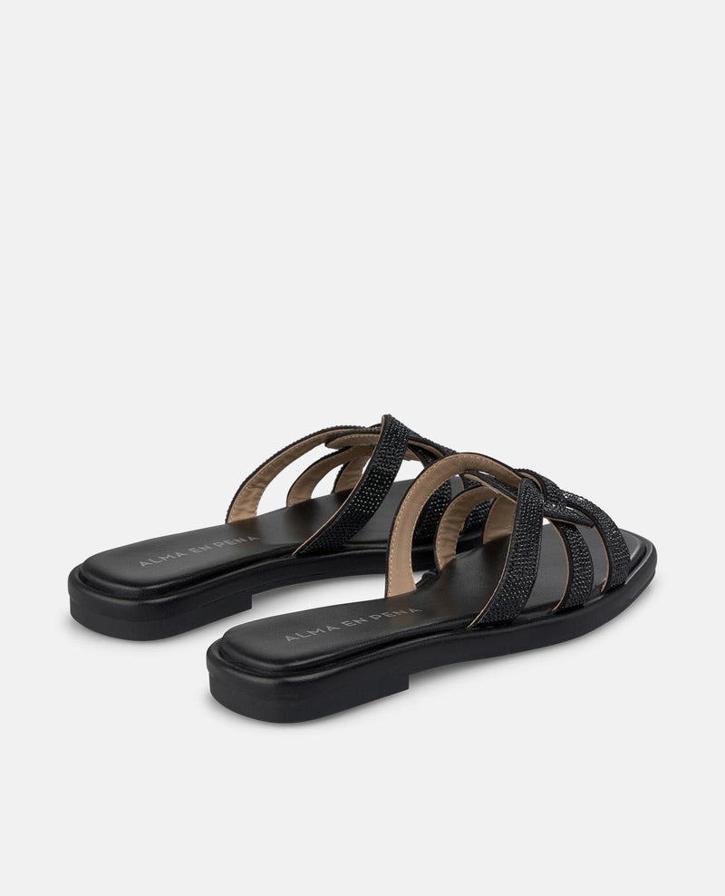 SANDALIA PLANA CRUZADA PEDRERÍA