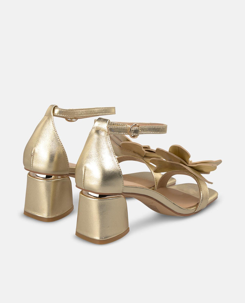 SANDALIA FLOR METALIZADA