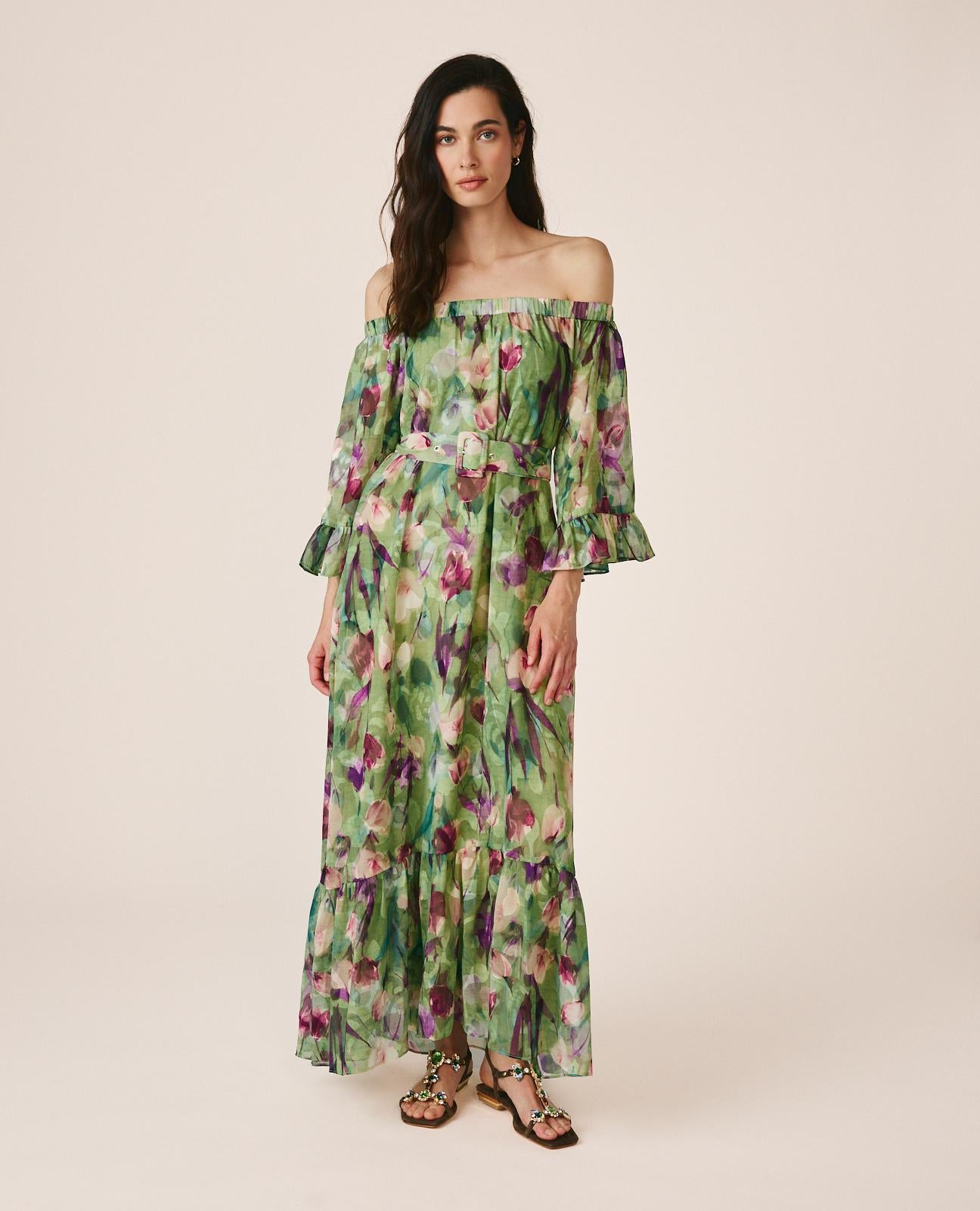 VESTIDO MIDI MANGA ACAMPANADA