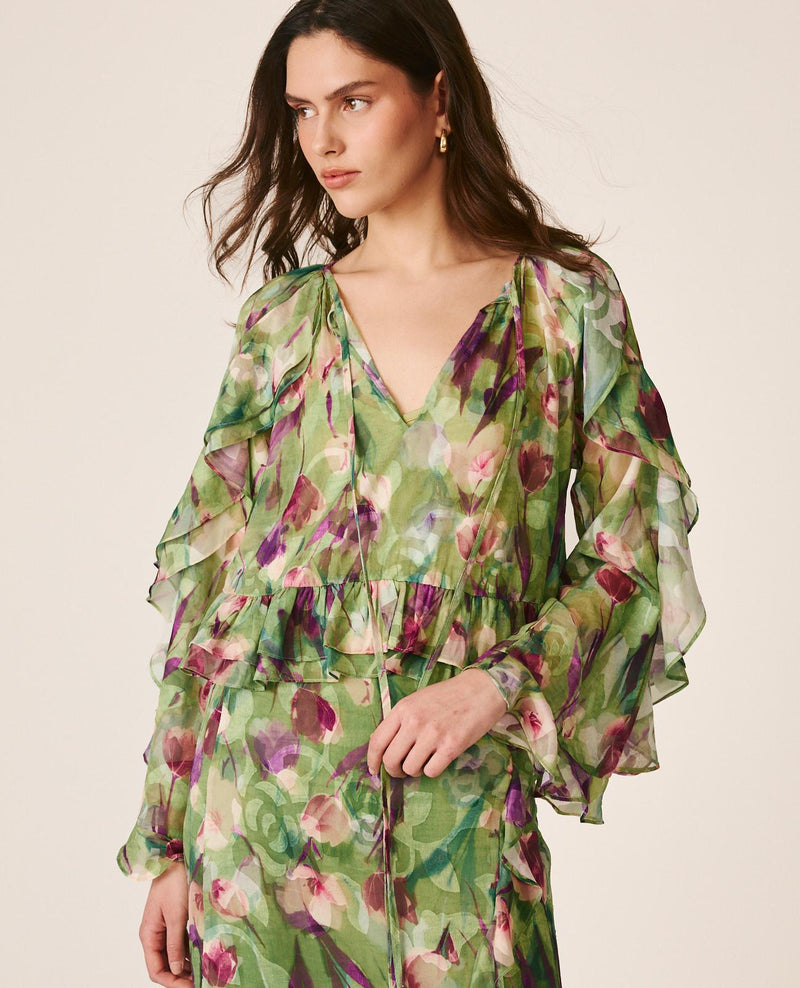 BLUSA COM MANGAS COM BABADOS