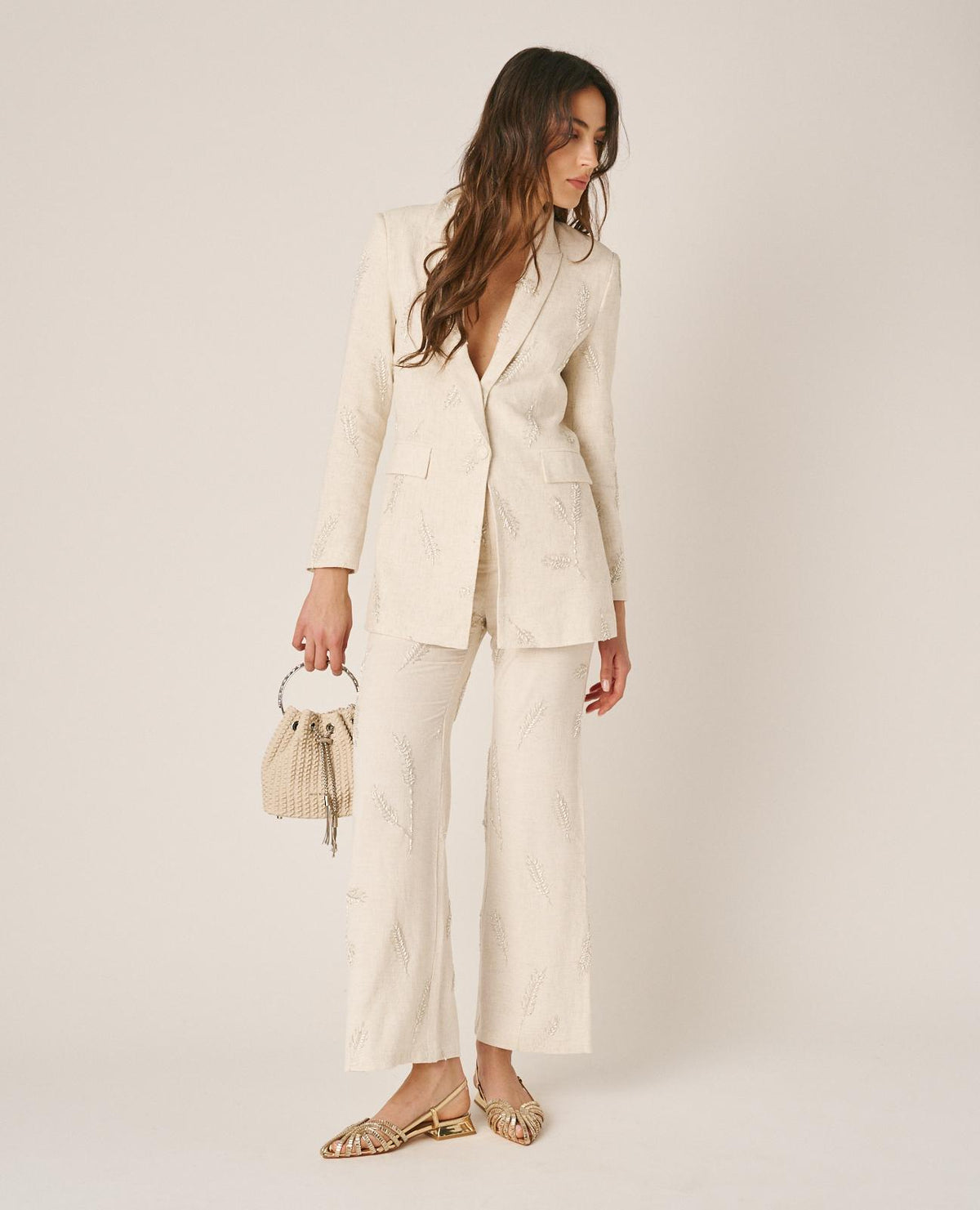 EMBROIDERED FLARED TROUSERS