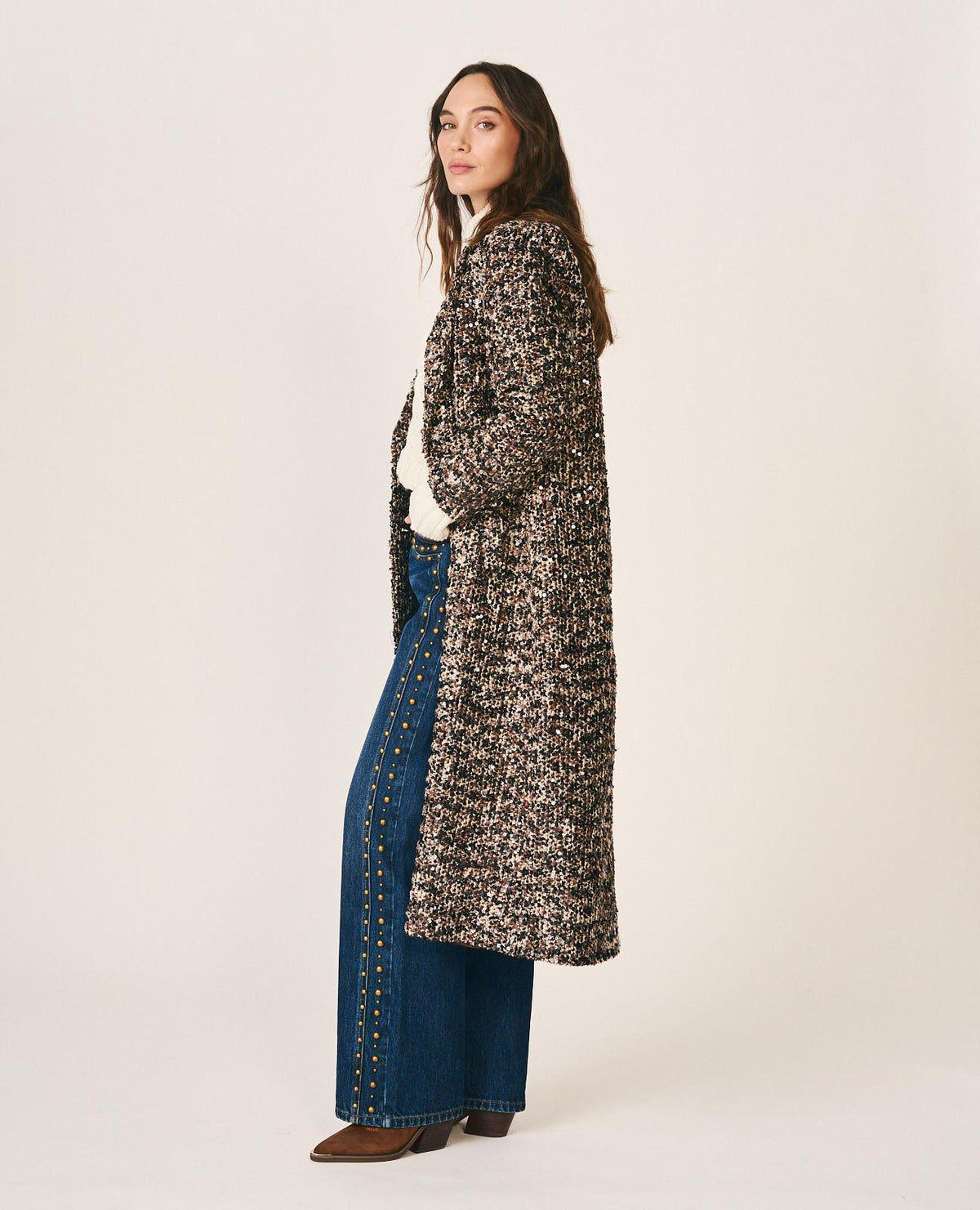 CAPPOTTO IN TWEED CON PAILLETTES