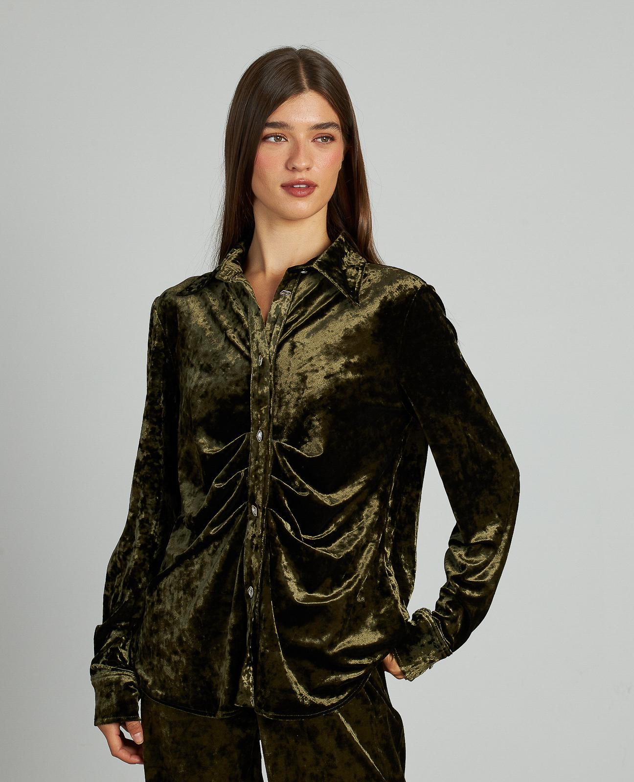 CAMISA DRAPEADA TERCIOPELO