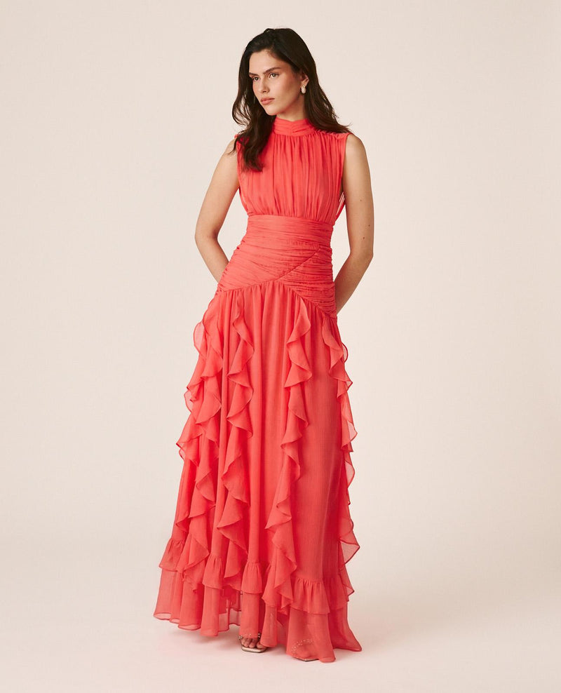 VESTIDO LONGO COM VOLANTES