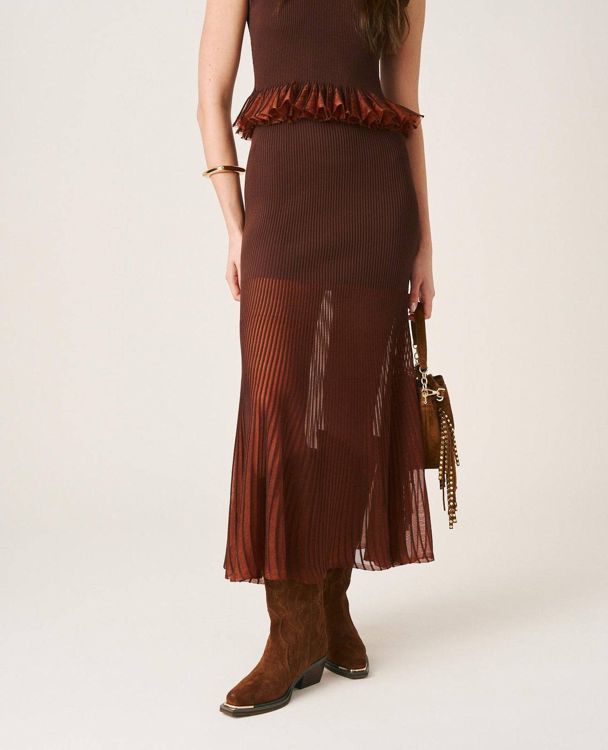 SEMI-TRANSPARENT METALLIZED SKIRT