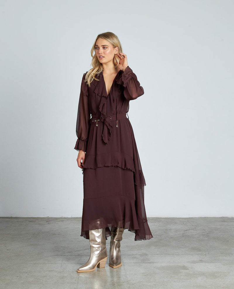 ROBE À VOLANTS CEINTURE