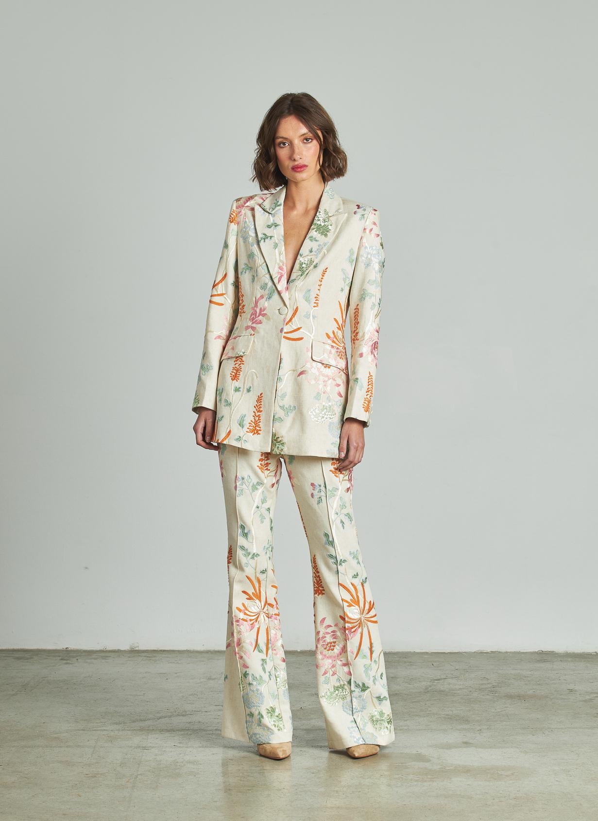 EMBROIDERED FLARED PANTS