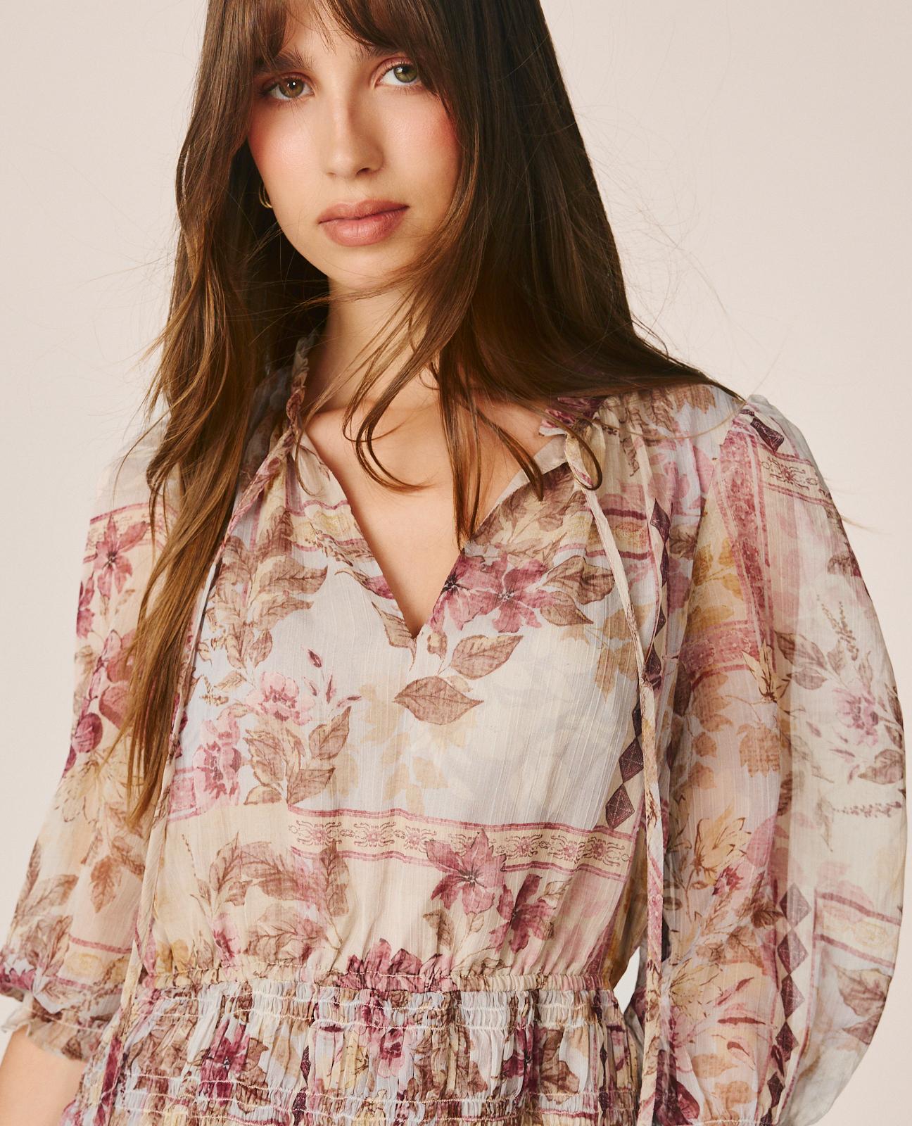 VESTIDO MINI GASA ESTAMPADO FLORAL