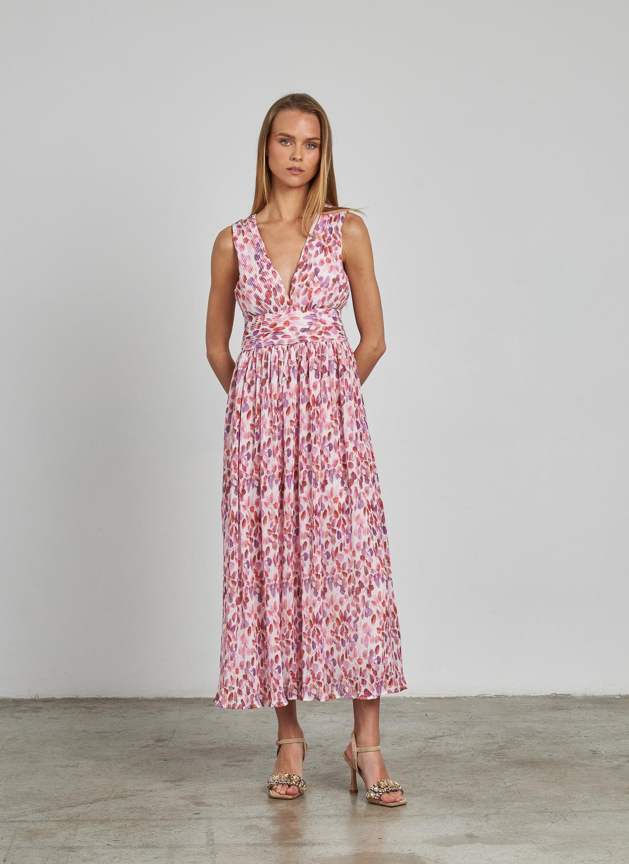 VESTIDO MIDI COM FOLHOS