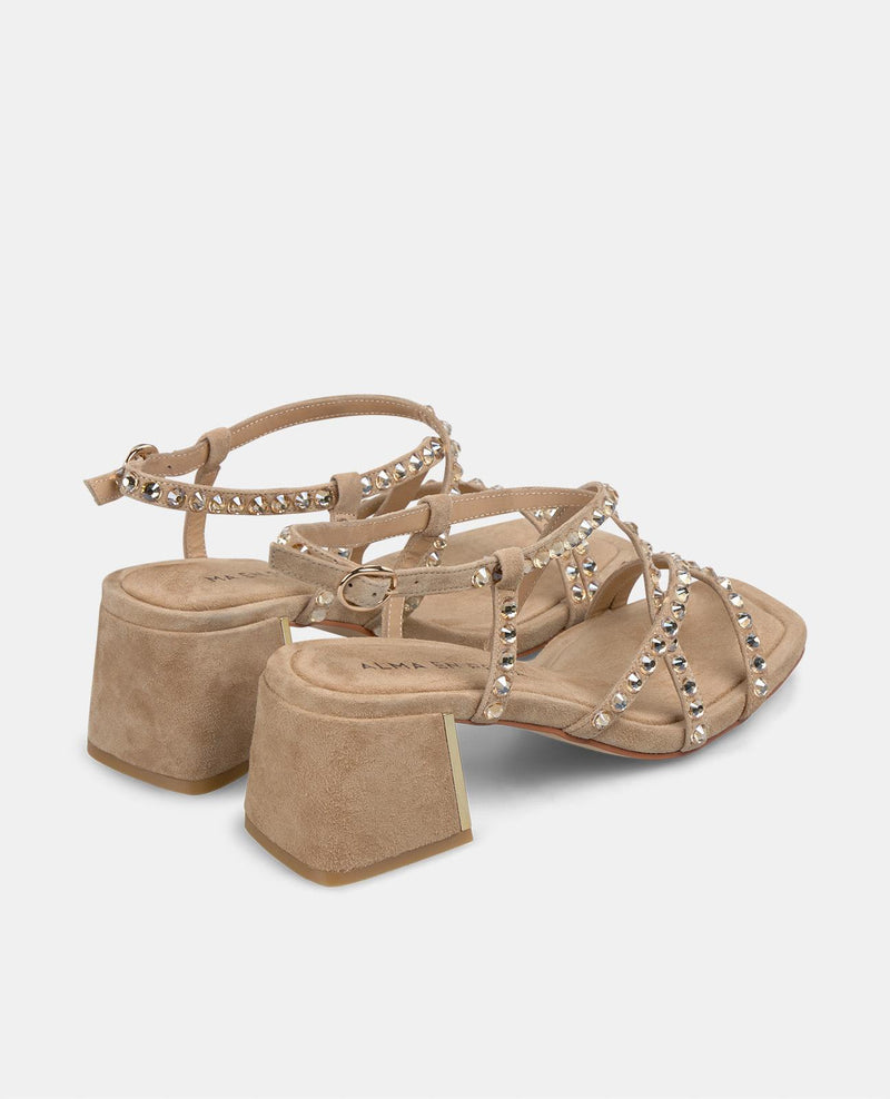 SANDÁLIA DE TIRAS COM SALTO DE STRASS