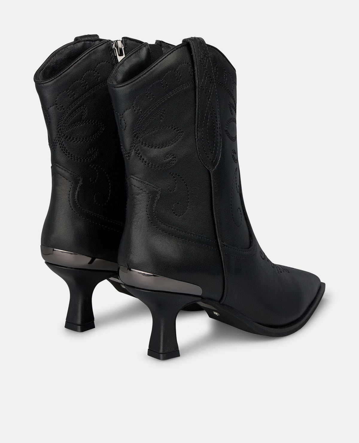 BOTÍN COWBOY DE PIEL CON CREMALLERA
