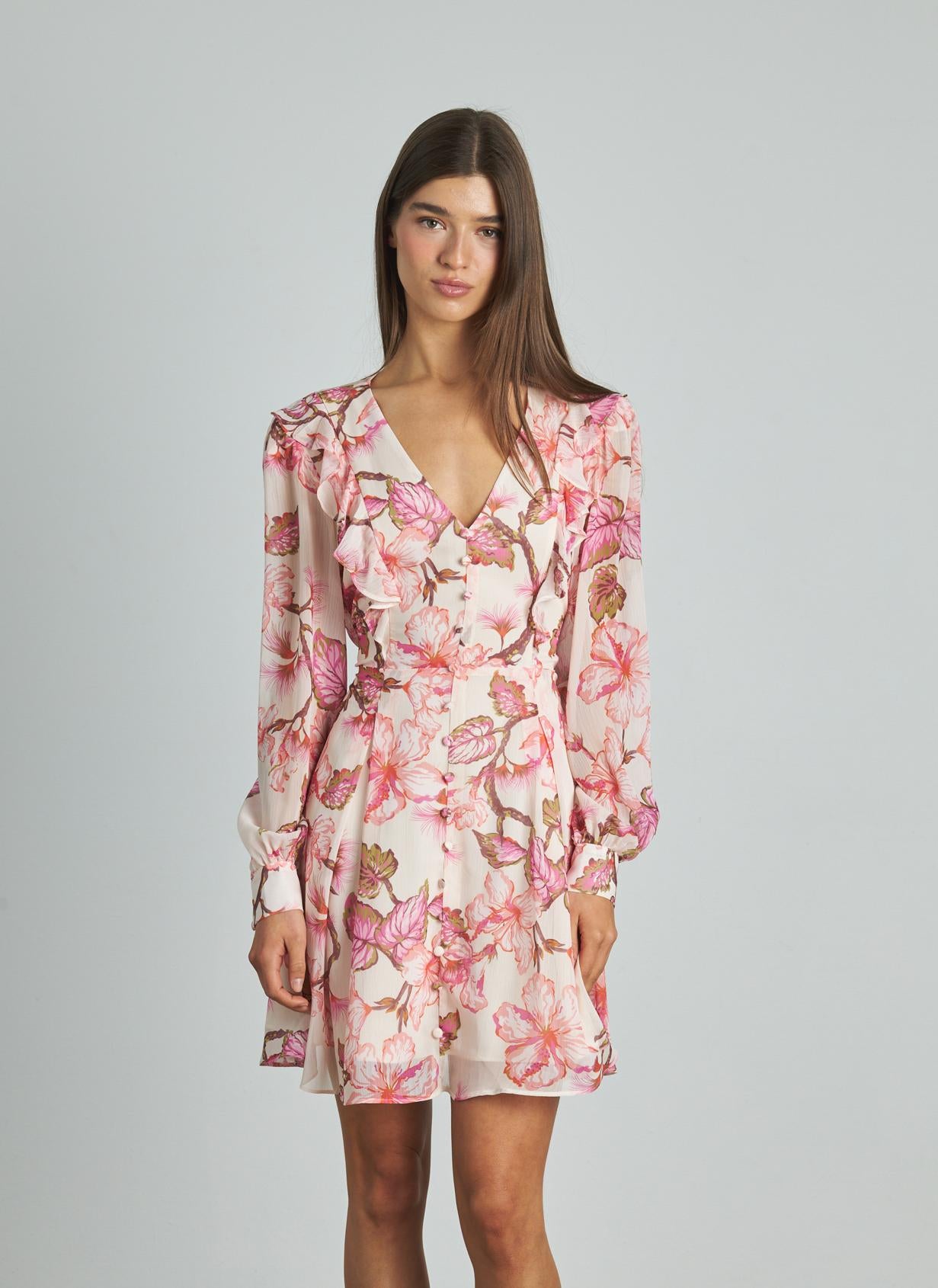 SHORT DRESS WITH RUFFLE DETAIL