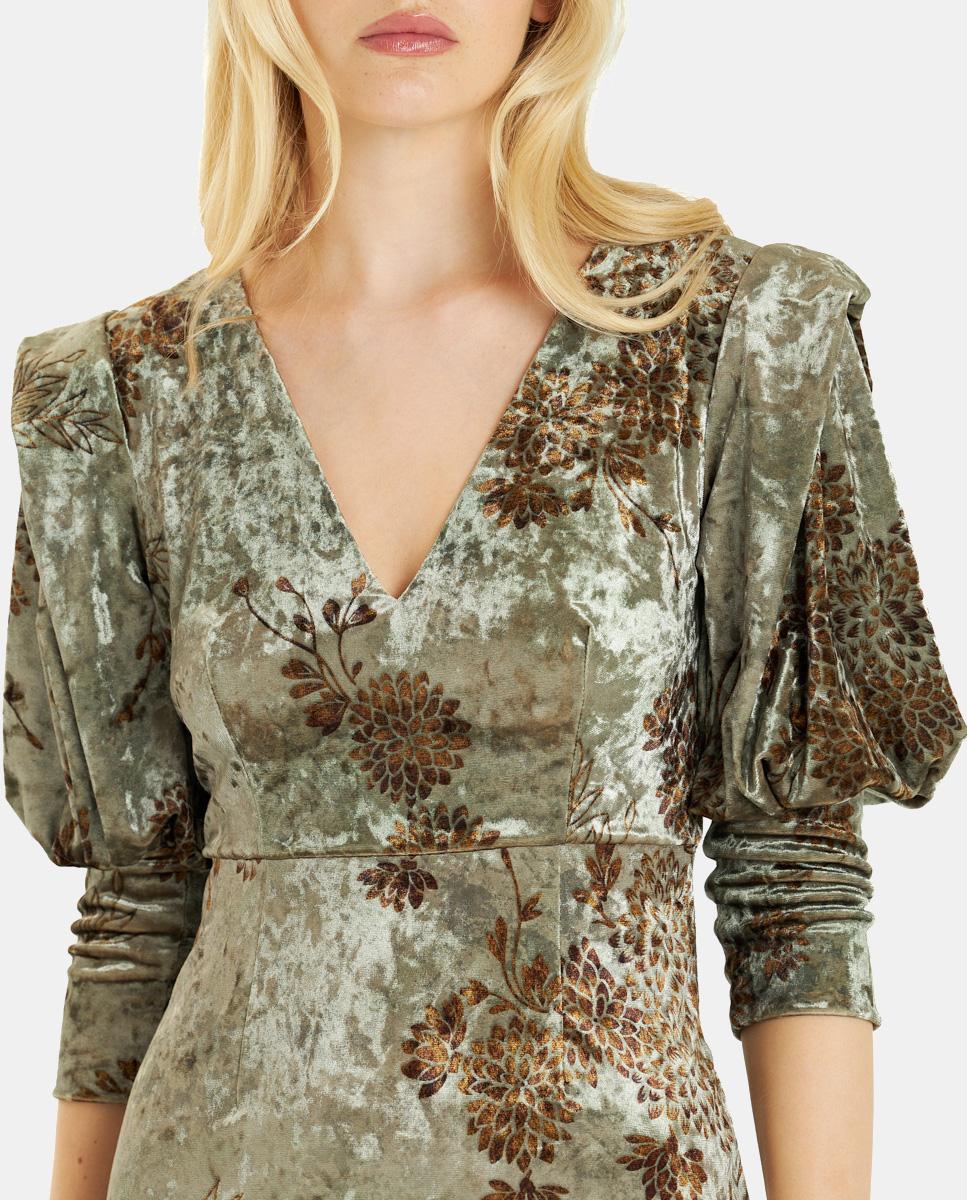 VESTIDO DE VELUDO COM MANGAS BUFANTES