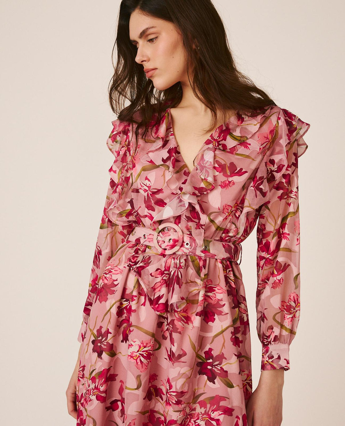 VESTIDO MIDI MANGA ABLUSADA