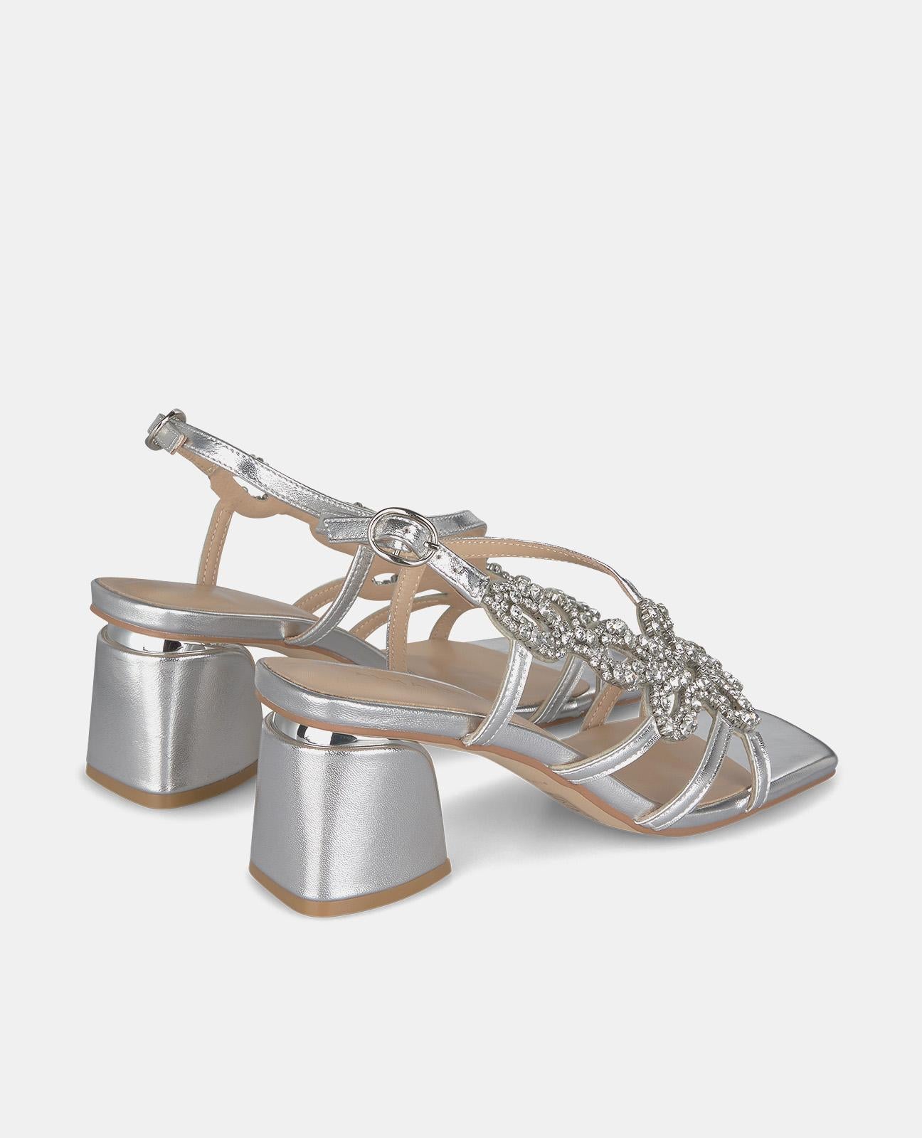 SQUARE HEEL SANDAL WITH RHINESTONES