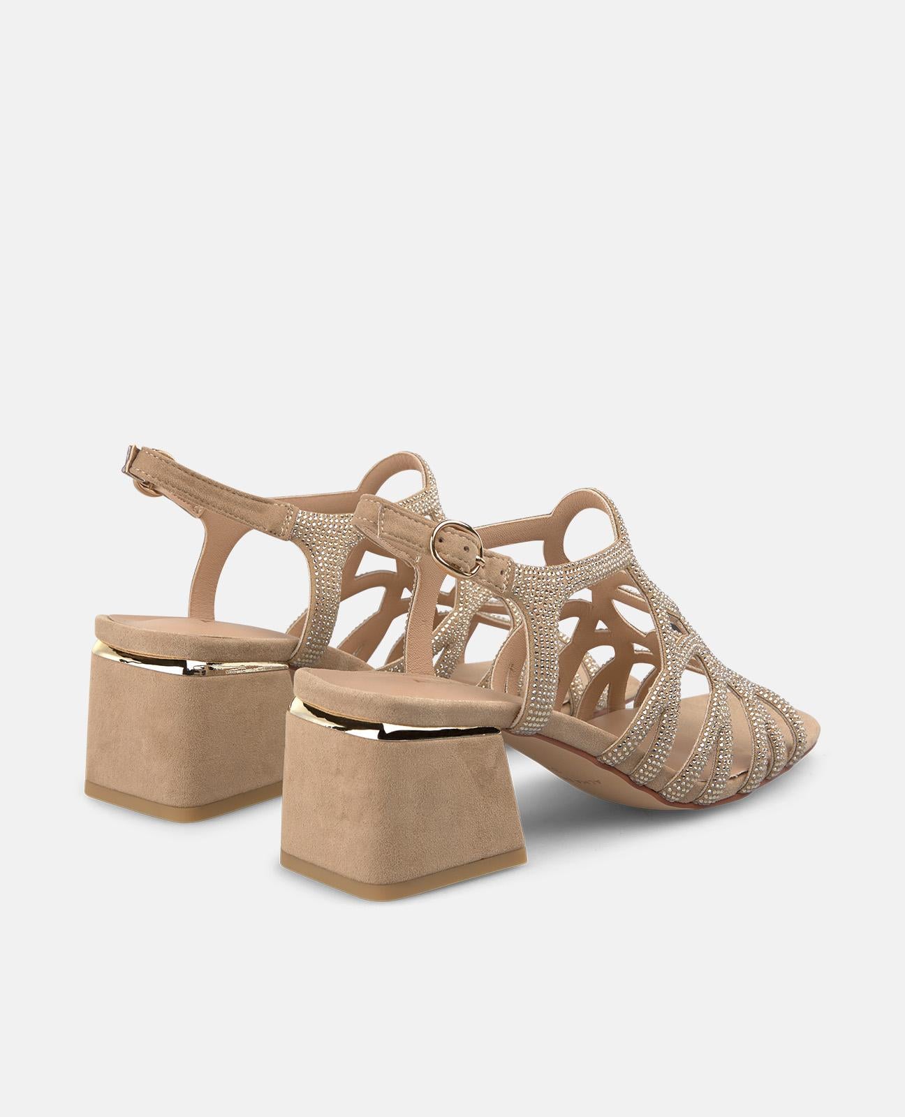 SANDÁLIA DE SALTO COM TIRAS CIRCULARES