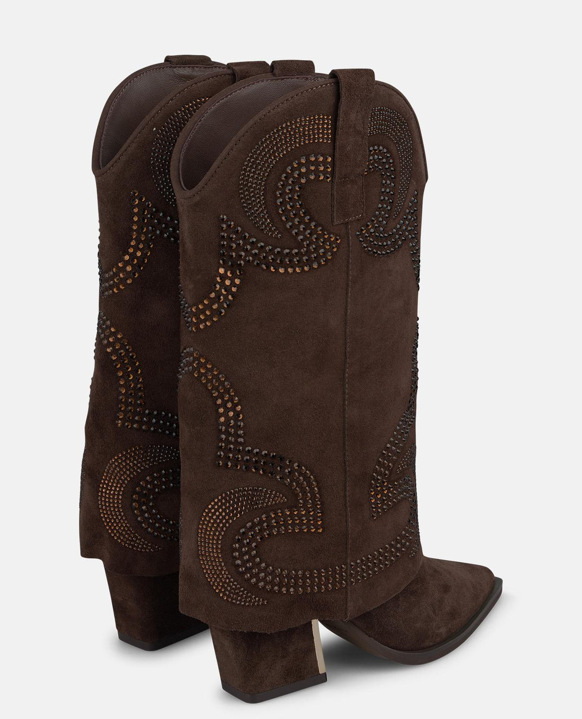 Suede Cowboy Boots with Rhinestone Accents