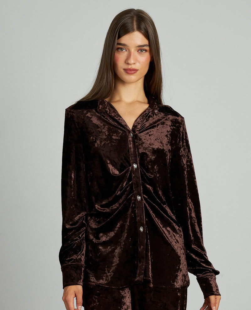 CAMISA DRAPEADA TERCIOPELO