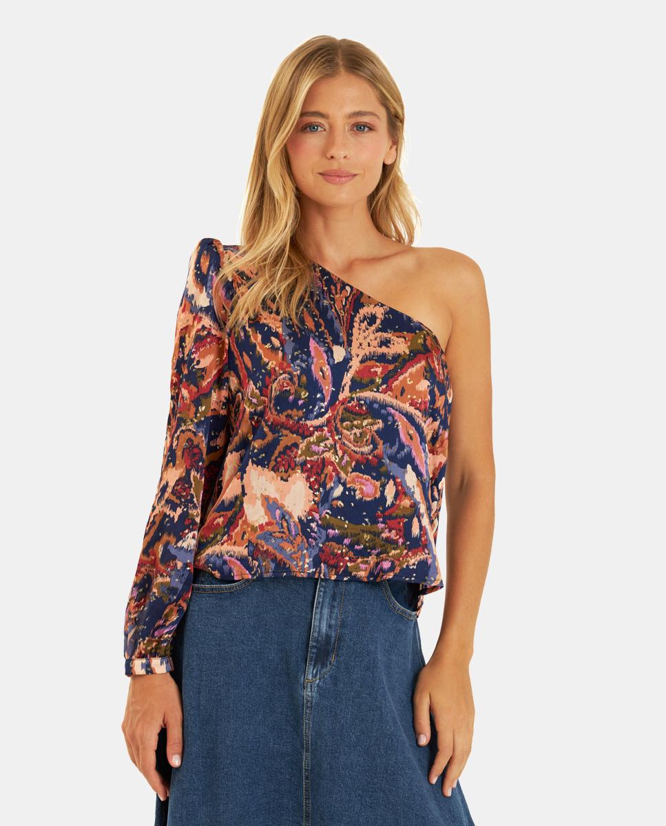 ASYMMETRICAL PRINTED BLOUSE