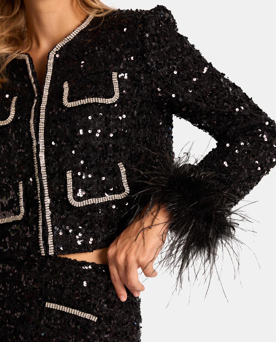 VESTE À PAILLETTES AVEC DÉTAILS