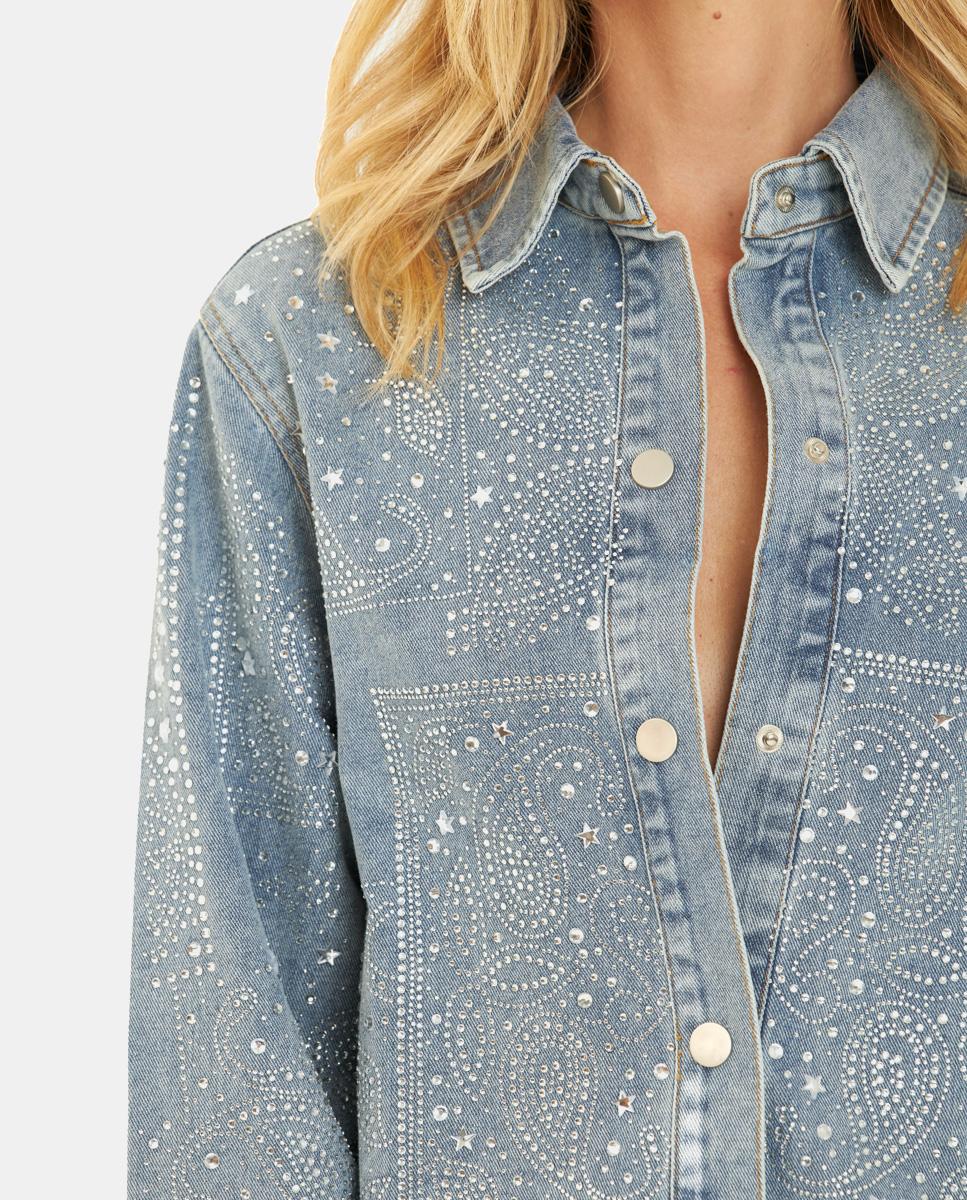 DENIM SHIRT WITH RHINESTONES