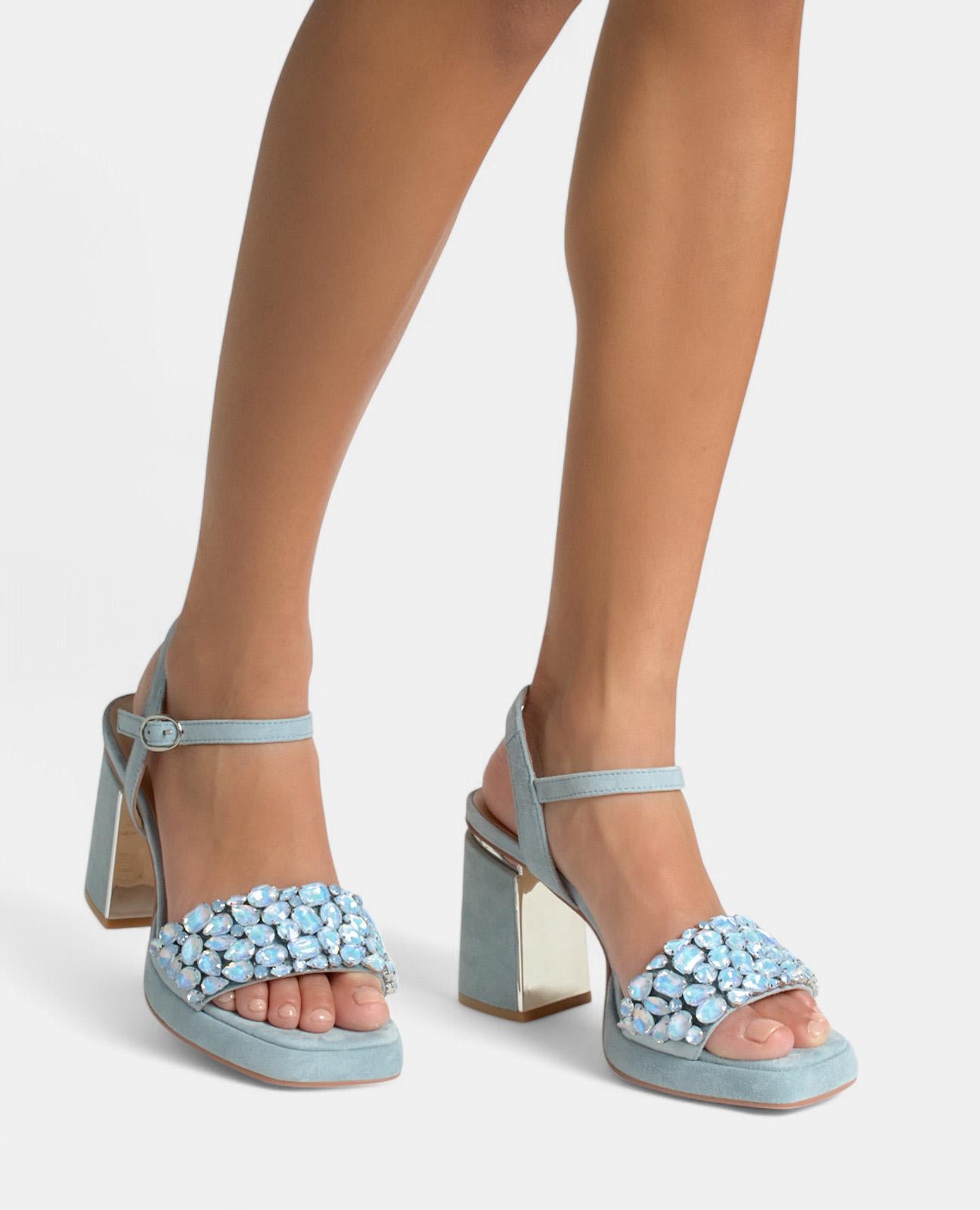 WIDE STRAP SANDAL WITH RHINESTONES