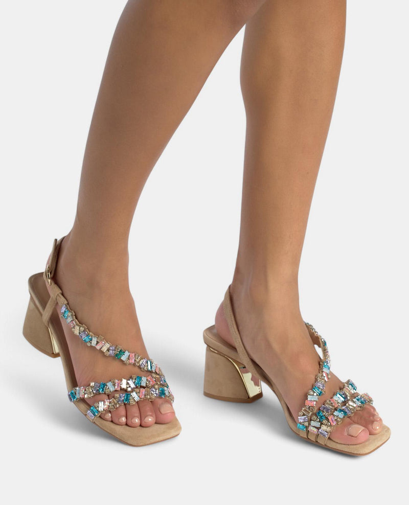 SANDÁLIA DE SALTO ALTO COM ALÇAS JEWEL