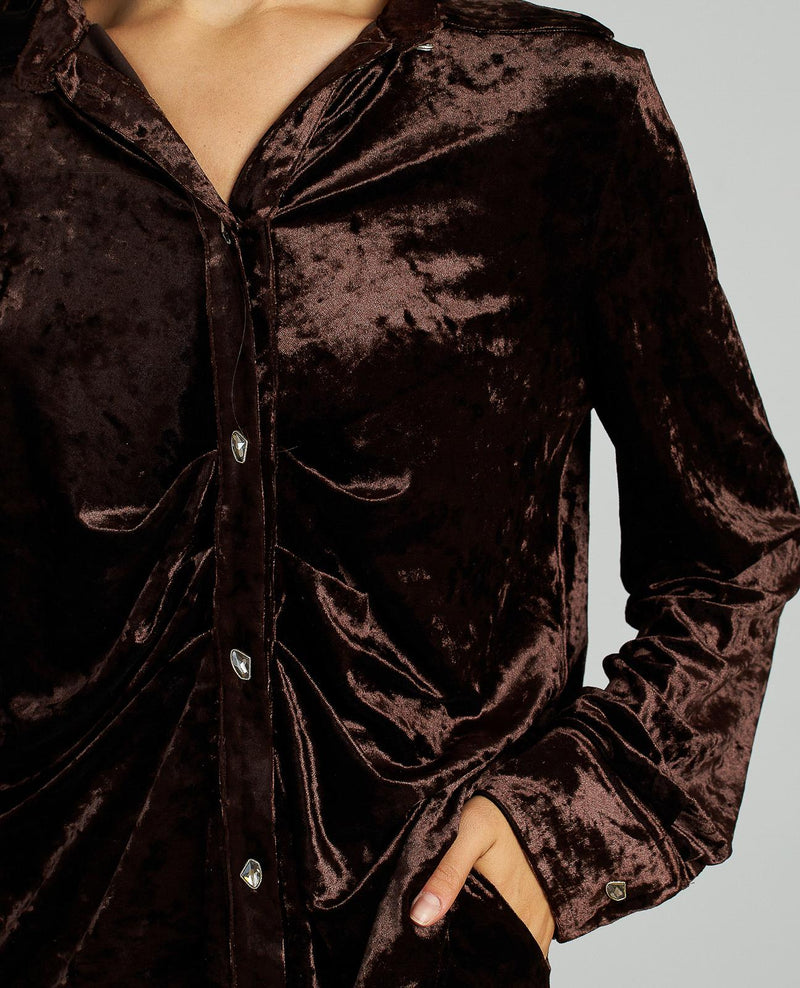 CAMISA DRAPEADA TERCIOPELO