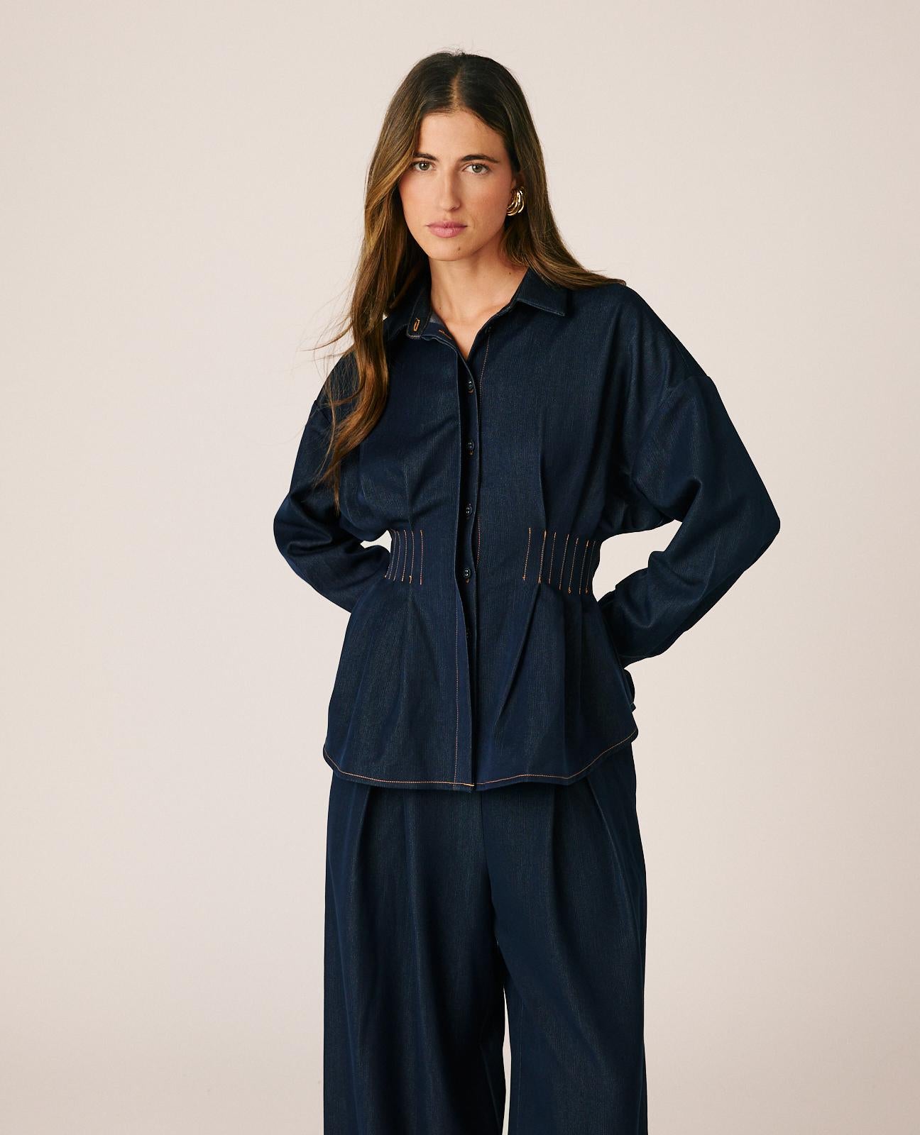 CAMISA DENIM PLISADA