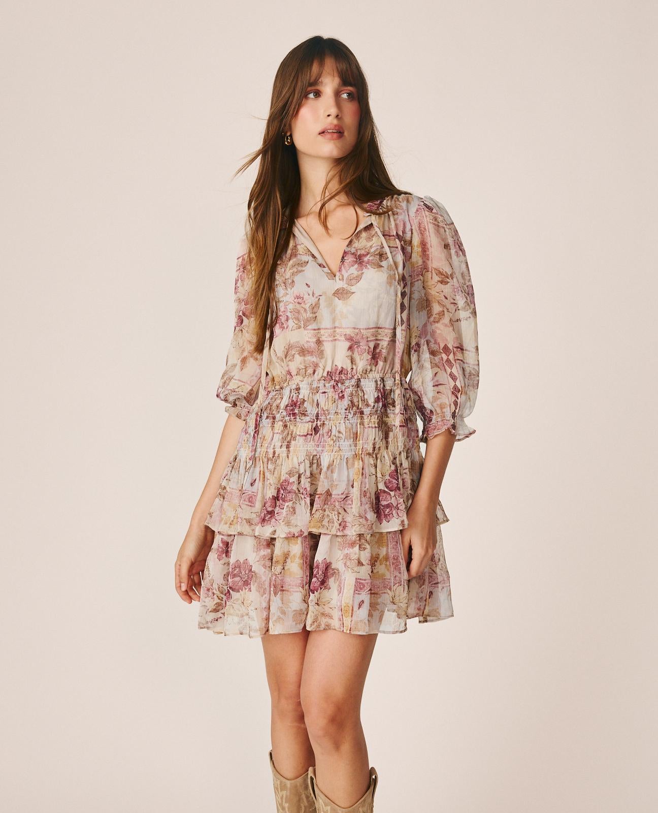 VESTIDO MINI GASA ESTAMPADO FLORAL