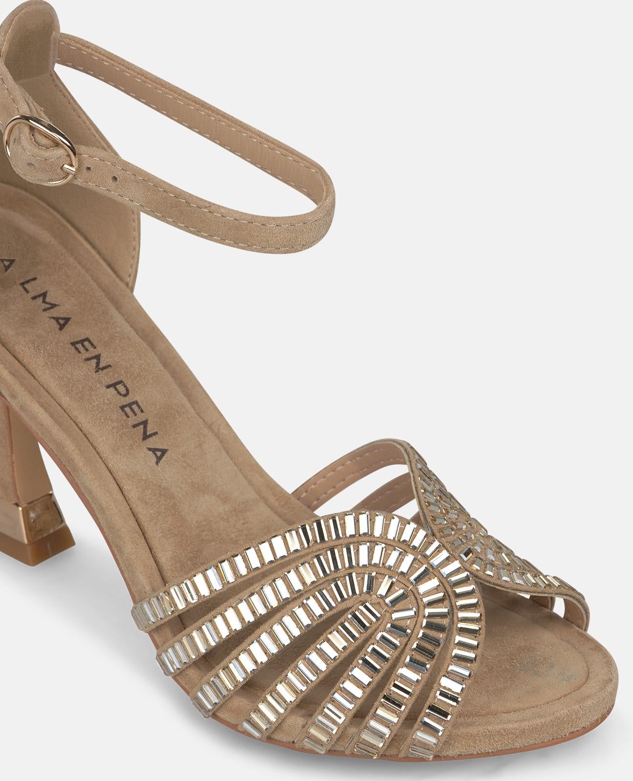 METALLIC MESH HEELED SANDALS