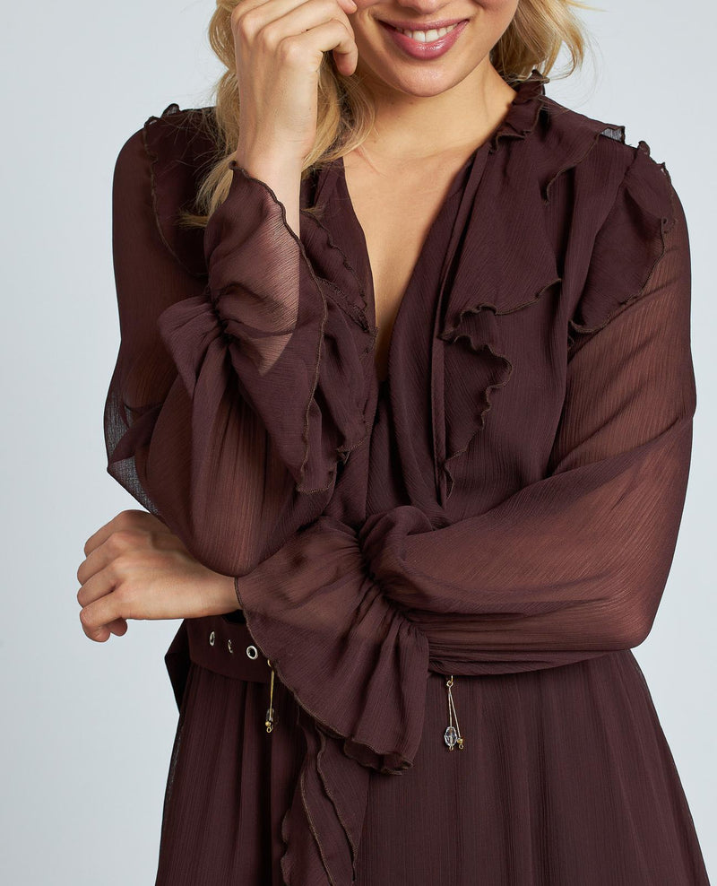 ROBE À VOLANTS CEINTURE