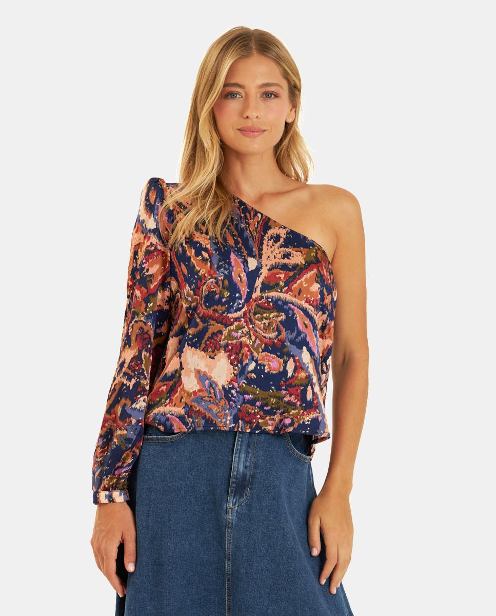 BLOUSE IMPRIMÉE ASYMÉTRIQUE