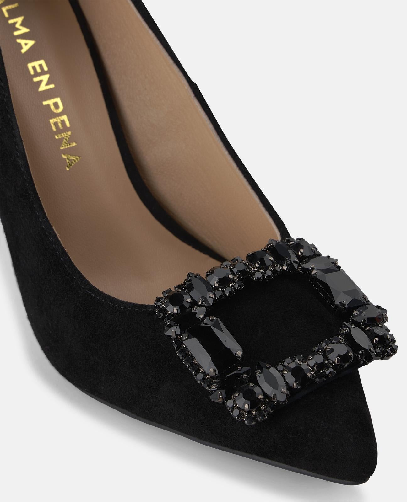 ZAPATO TACÓN ANTE CON FLOR