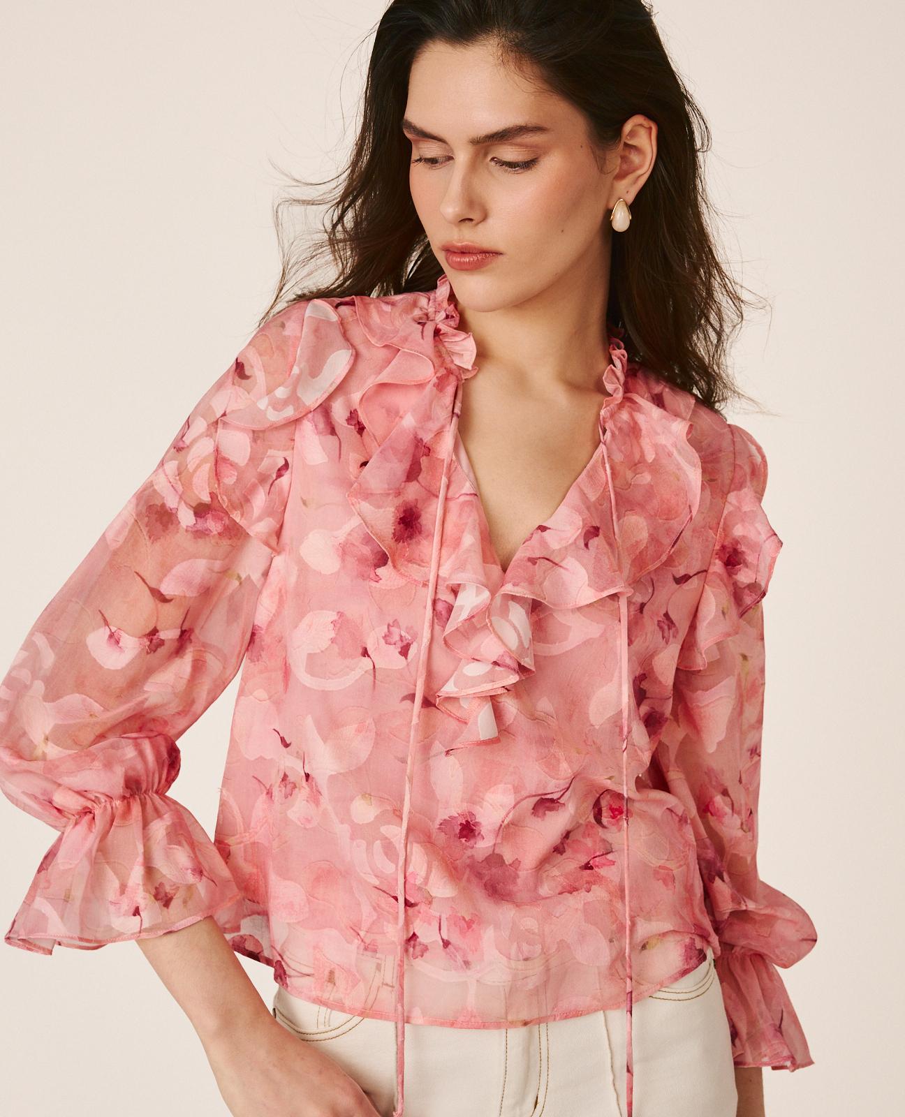 BLUSA DE MANGA LONGA COM FLORES