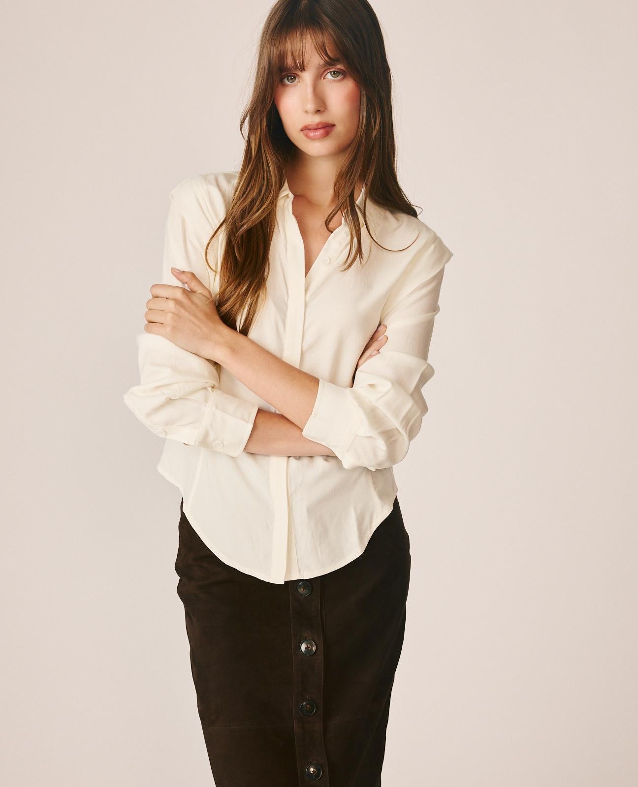 BLUSA CAMISERA PLIEGUE EN HOMBROS