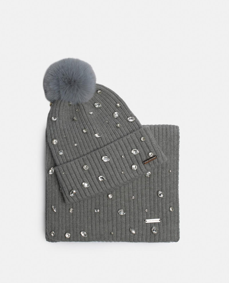 GORRO BEANIE POMPÓN GRIS