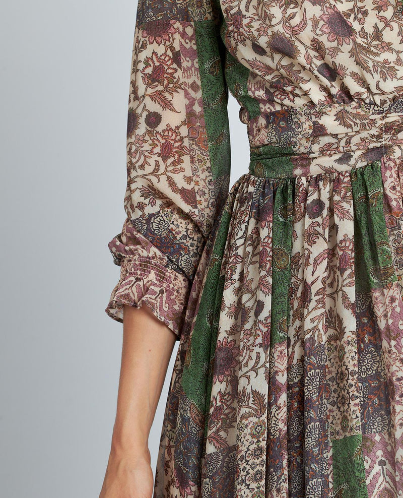 VESTIDO ESTAMPADO MANGA ABULLONADA