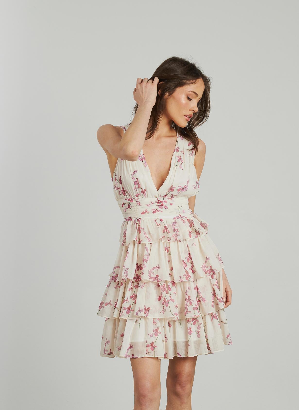 RUFFLED DRESS WITH RUFFLED WAIST