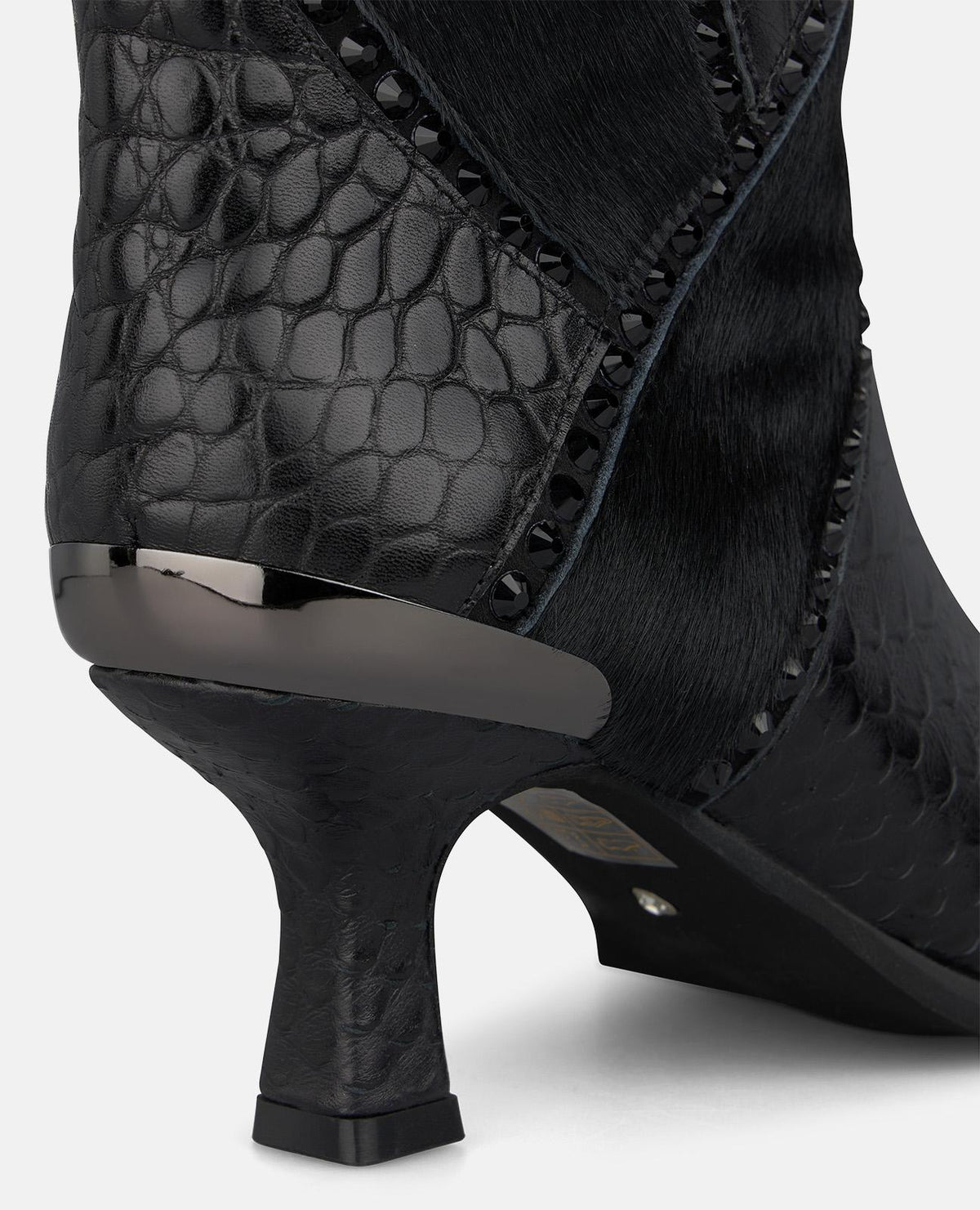 ANIMAL-PRINT LEATHER ANKLE BOOTS