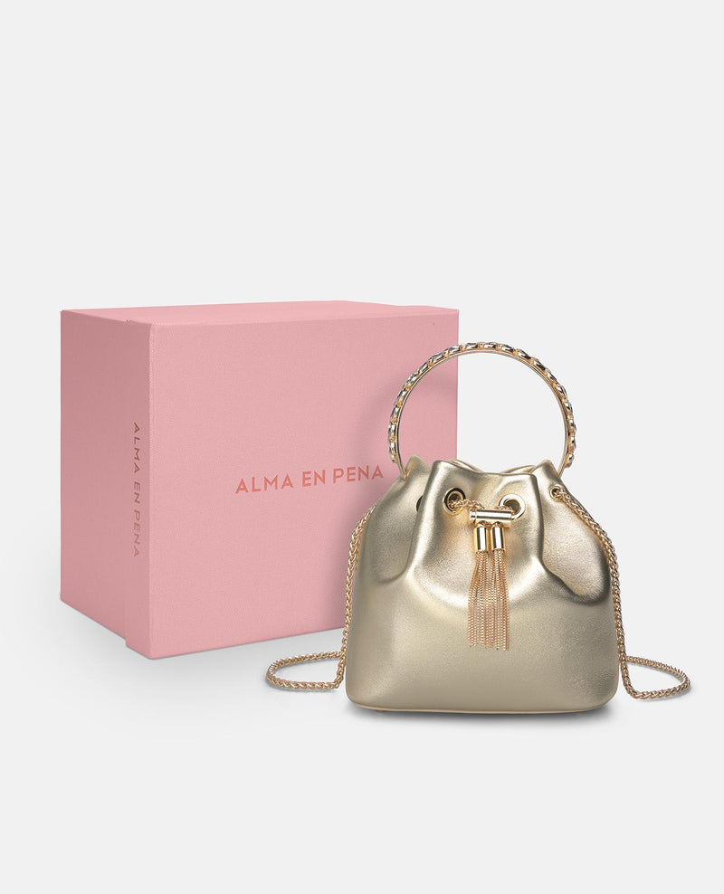 HANDTASCHE MIT STRASSBESETZTEM GRIFF